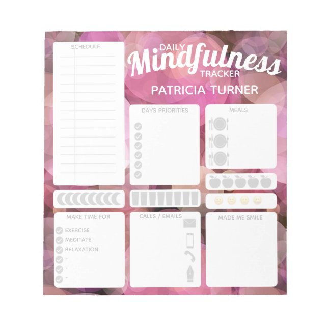 Daily Mindfulness habit tracker Dry Erase Board No Notepad (Front)