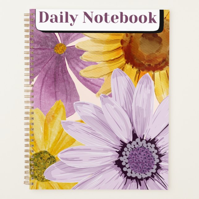 "Daily Notebook" | Vibrant Sunflower & Purple  Planner (Front)
