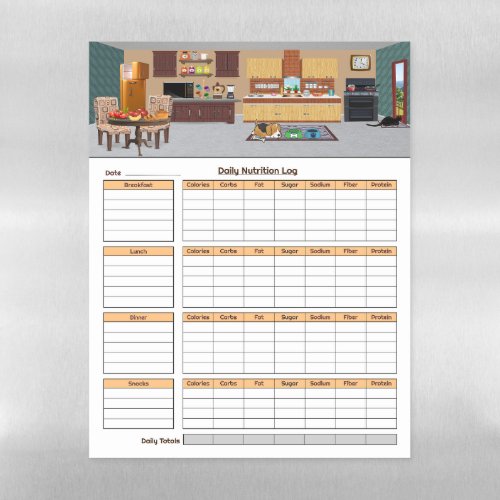 Daily Nutrition Log Magnetic Dry Erase Sheet