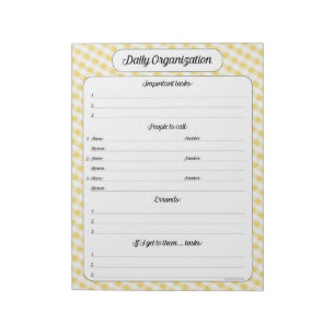 Daily Organization - Yellow Gingham Notepad