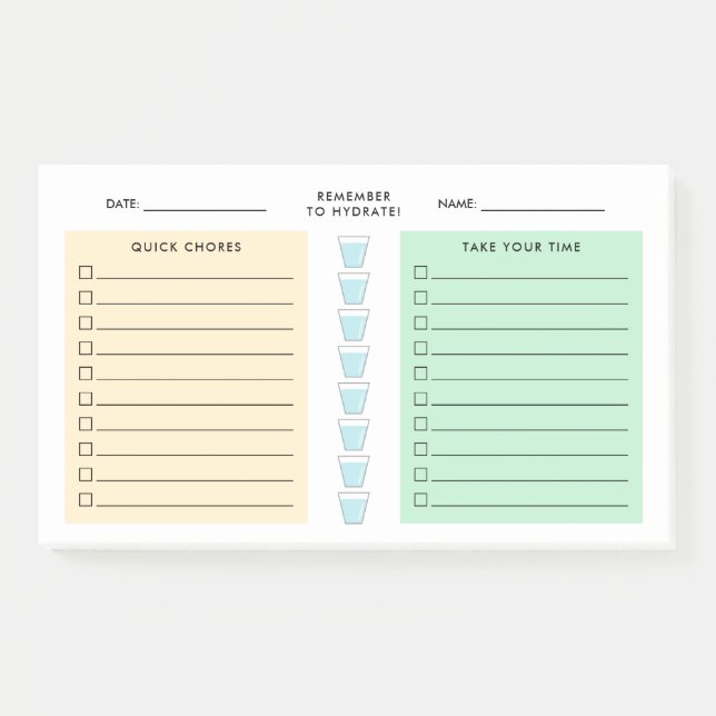 Daily Organizer - To Do List - Family Chores Post-it Notes (Front)