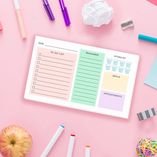 Daily Organizer - To Do List - Hydrate - Pastels Post-it Notes (Creator Uploaded)
