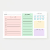 Daily Organizer - To Do List - Hydrate - Pastels Post-it Notes