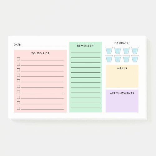Daily Organizer _ To Do List _ Hydrate _ Pastels Post_it Notes