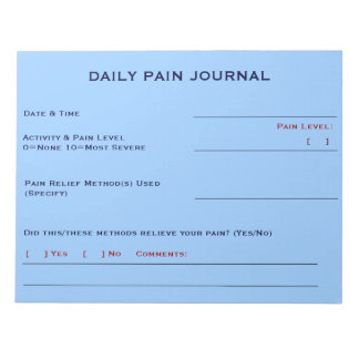 Daily Pain Journal (Sky Blue) Notepad