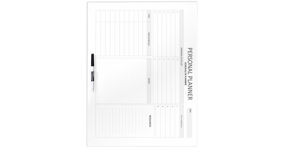 Daily Personal Planner Dry Erase Board Zazzle