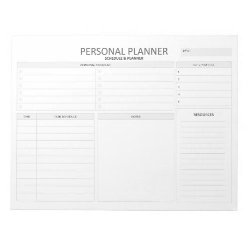 Daily Personal Planner Note Pad