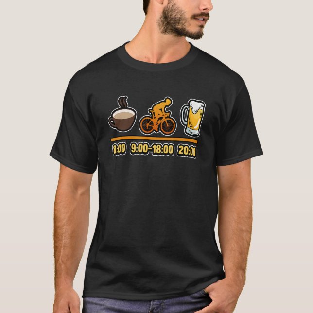 Daily Plan Coffee Bike Driving Beer Sayings T-Shirt (Front)