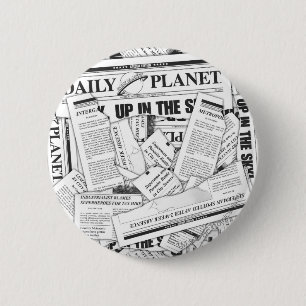 Daily Planet Pattern - White Button