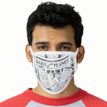 Daily Planet Pattern - White Face Mask