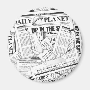Daily Planet Pattern - White Magnet