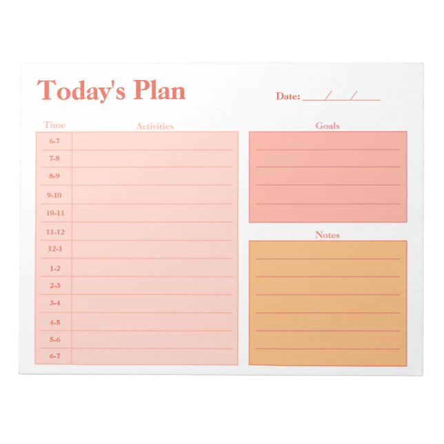 Daily Planner 11" x 8.5" Notepad - 40 pages (Front)