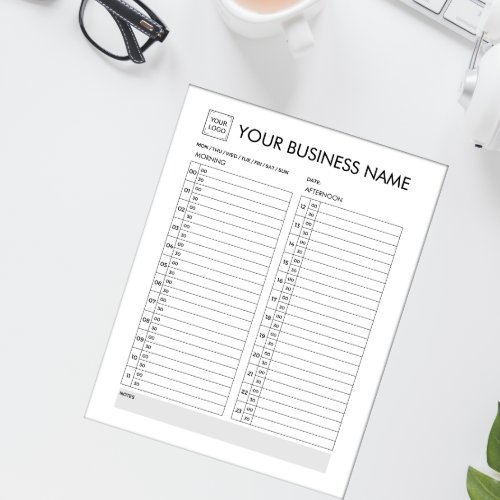 DAILY PLANNER 30 MINUTES INTERVAL ADD YOUR LOGO NOTEPAD