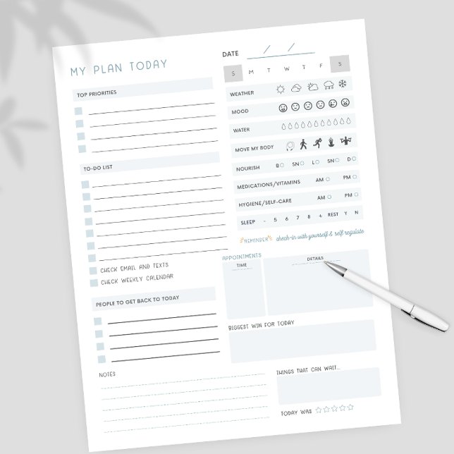 Daily Planner ADHD Neurodivergent Notepad (adhd planner, focus planner, planner, neurodivergent planner, self care planner, daily planner)