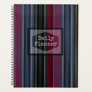 Daily Planner - Burgundy and Gray Stripes HAMbWG