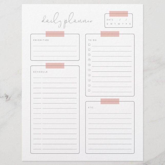 Daily Planner Calender Page (Front)