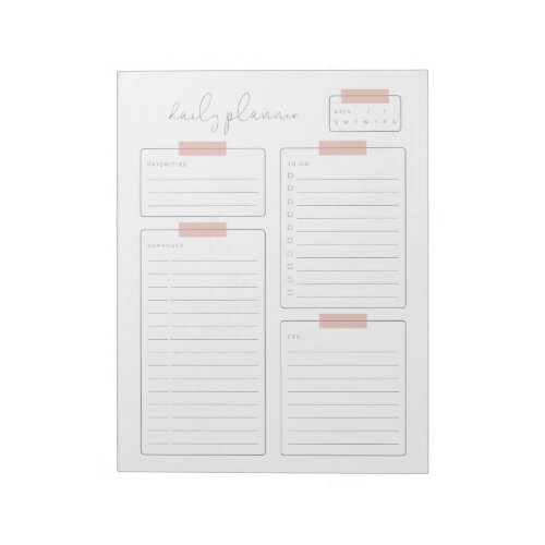 Daily Planner Calender Page Notepad