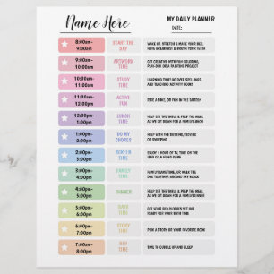 Daily Planner Chart Kids Schedule Star Flyer