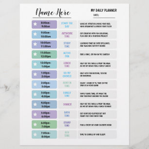 Daily Planner Chart Kids Schedule Star Wall Blue Flyer