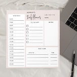 Daily Planner Chic Script Blush Beige Notepad<br><div class="desc">Daily Planner features To Do List,  schedule,  notes and self-care boxes.</div>