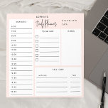 Daily Planner Chic Script Blush Pink Notepad<br><div class="desc">Daily Planner features To Do List,  schedule,  notes and self-care boxes.</div>