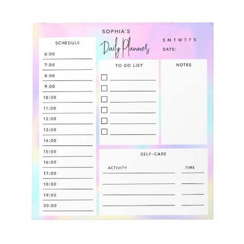 Daily Planner Chic Script Holographic Notepad