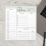 Daily Planner Chic Script Light Sage Green Notepad<br><div class="desc">Daily Planner features To Do List,  schedule,  notes and self-care boxes.</div>