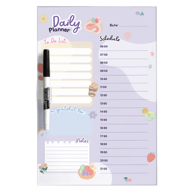 Daily Planner Dry Erase Board Zazzle
