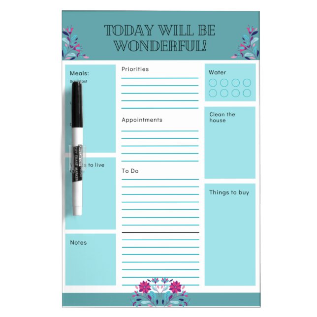 Daily Planner Dry Erase Board (Front)