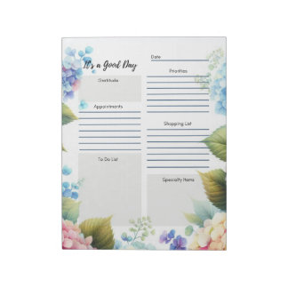 Daily Planner Elegant Floral Border Notepad