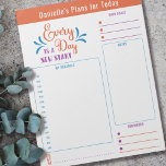 Daily Planner Every Day Quote Goals Notes Schedule<br><div class="desc">Personalized Daily Planner in orange blue and violet with sections for your schedule,  notes,  goals and reminders. It is lettered with a motivational quote .. "Every day is a new start". This tear away notepad is printed on each page to last you for 40 days.</div>