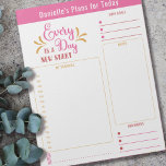 Daily Planner Every Day Quote Goals Schedule To Do Notepad<br><div class="desc">Personalized Daily Planner in pink red and yellow with sections for your schedule,  notes,  goals and reminders. It is lettered with a motivational quote .. "Every day is a New Start". This tear away notepad is printed on each page to last you for 40 days.</div>