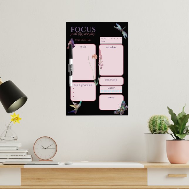 Daily Planner Goals Butterfly and Dragonfly Dry Erase Board (Creator Uploaded)