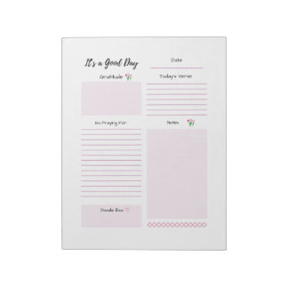 Daily Planner Gratitude Prayer Pink Notepad