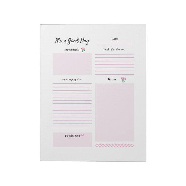 Daily Planner Gratitude Prayer Pink Notepad (Rotated)
