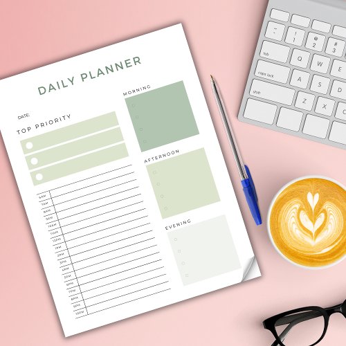 Daily Planner Hourly Time Block Appointment  Notepad