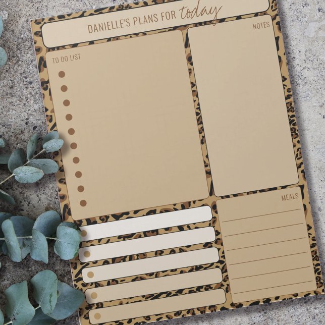 Daily Planner Leopard Print Notes Meals To Do List (Creator Uploaded)