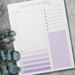 Daily Planner Lilac Schedule Notes and To Do Lists<br><div class="desc">Personalized Daily Planner in lilac with sections for your schedule,  reminders,  to do list and notes. This tear away notepad is printed on each page to last you for 40 days.</div>