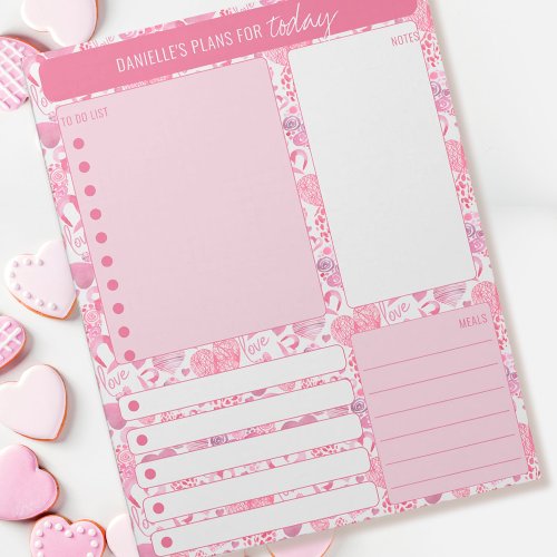 Daily Planner Love Heart Notes Meals To Do List