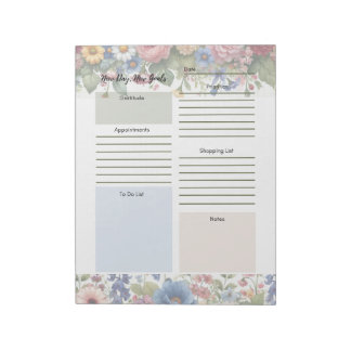 Daily Planner Multicolor Floral Border Notepad