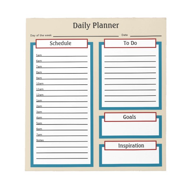Daily Planner Notepad (Front)