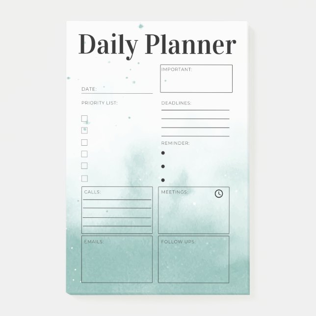 Daily Planner Organizer To Do List Modern Post-it Notes (Front)