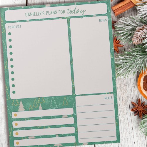 Daily Planner Pine Trees Notes Meals To Do List