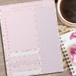 Daily Planner Pink Floral Notes Meals To Do List<br><div class="desc">Personalized Daily Planner in feminine pink and lilac floral with sections for your to do list,  notes,  meals and appointments or reminders. This tear away notepad is printed on each page to last you for 40 days.</div>