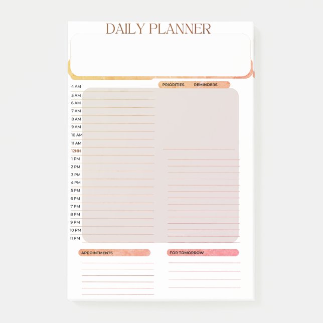 Daily planner Post it note booklet (Front)