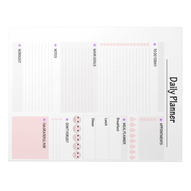 Daily Planner- Productivity Planner- Day Planner Notepad (Front)