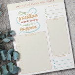 Daily Planner Quote Goals Notes and Reminders<br><div class="desc">Personalized Daily Planner in neutral colors with sections for your schedule,  notes,  goals and reminders. It is lettered with a motivational quote .. "work hard,  stay positive,  make it happen". This tear away notepad is printed on each page to last you for 40 days.</div>