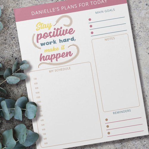 Daily Planner Quote Goals Notes and Schedule