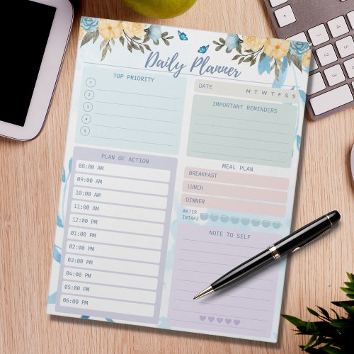 Daily Planner Simple Elegant Flower Multicolored Notepad