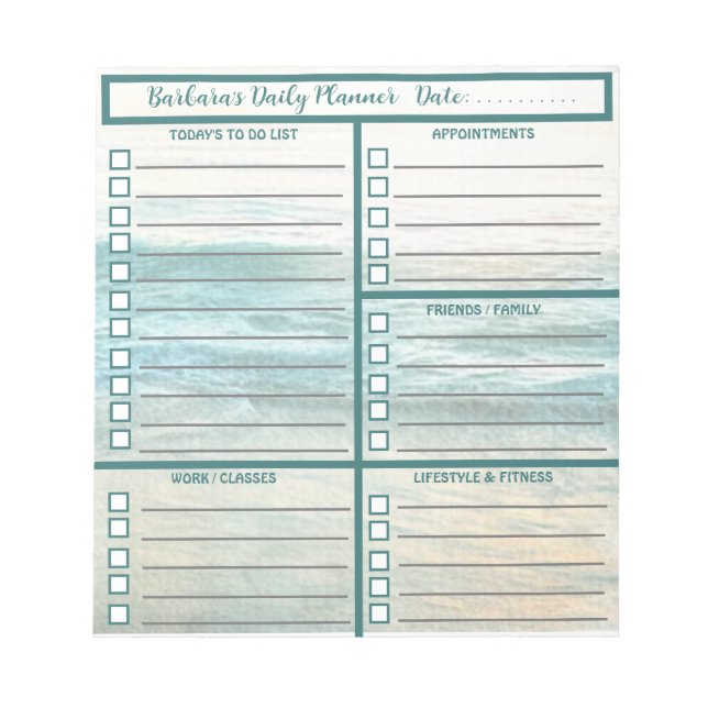 Daily Planner Simple Modern Personalized  Notepad (Front)